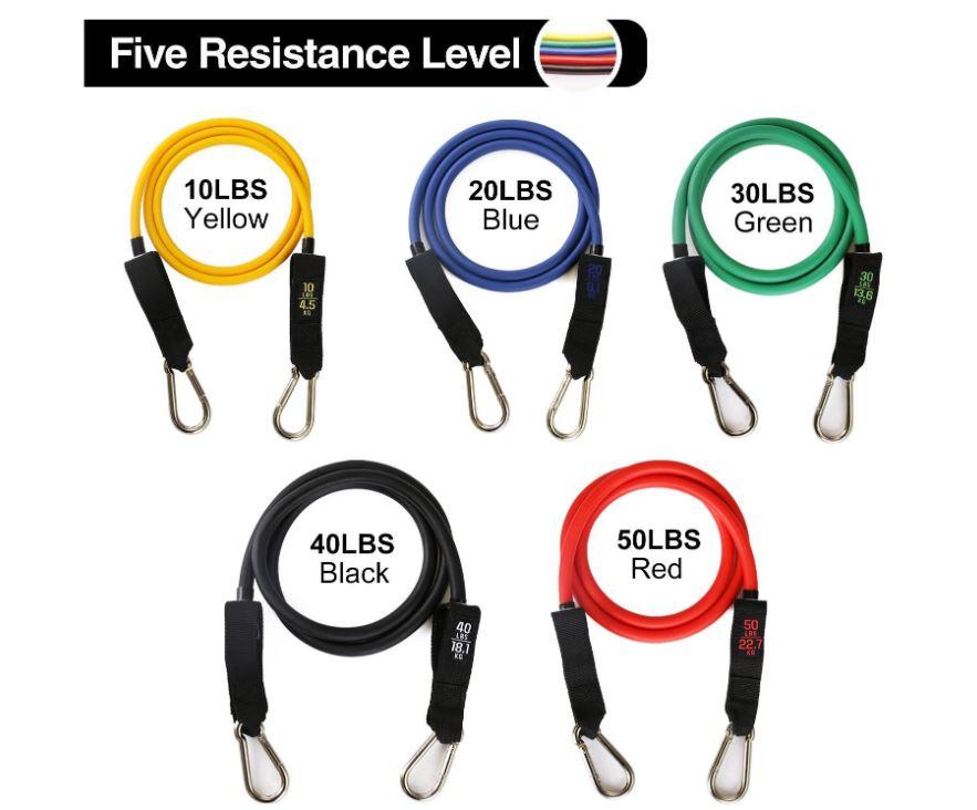 11Pcs Latex Resistance Bands Set Pull Rope Fitness Exercise Training Yoga Gym