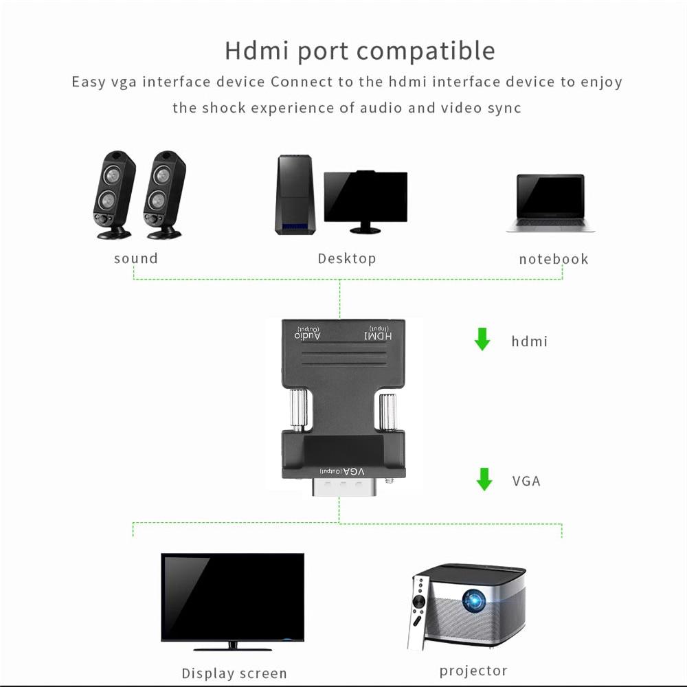 Audio Sound Hdmi Female To Vga Male Converter With Adapter Support 1080P Signal Output Convertor