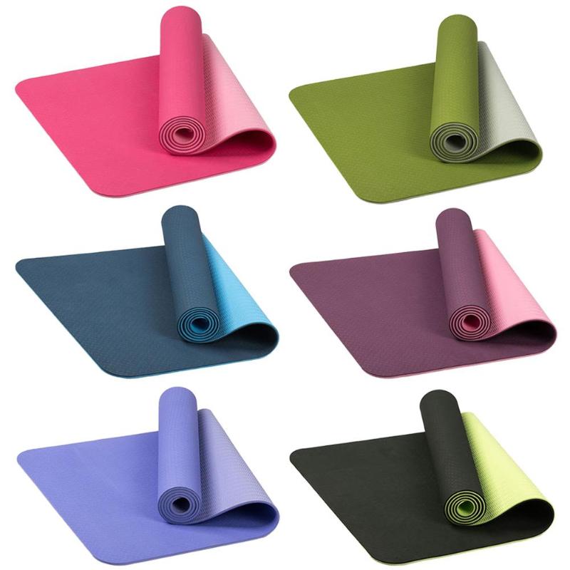 Two Tone Colours 6Mm Tpe Non Slip Yoga Mat Gym Fitness Equipment Exercise