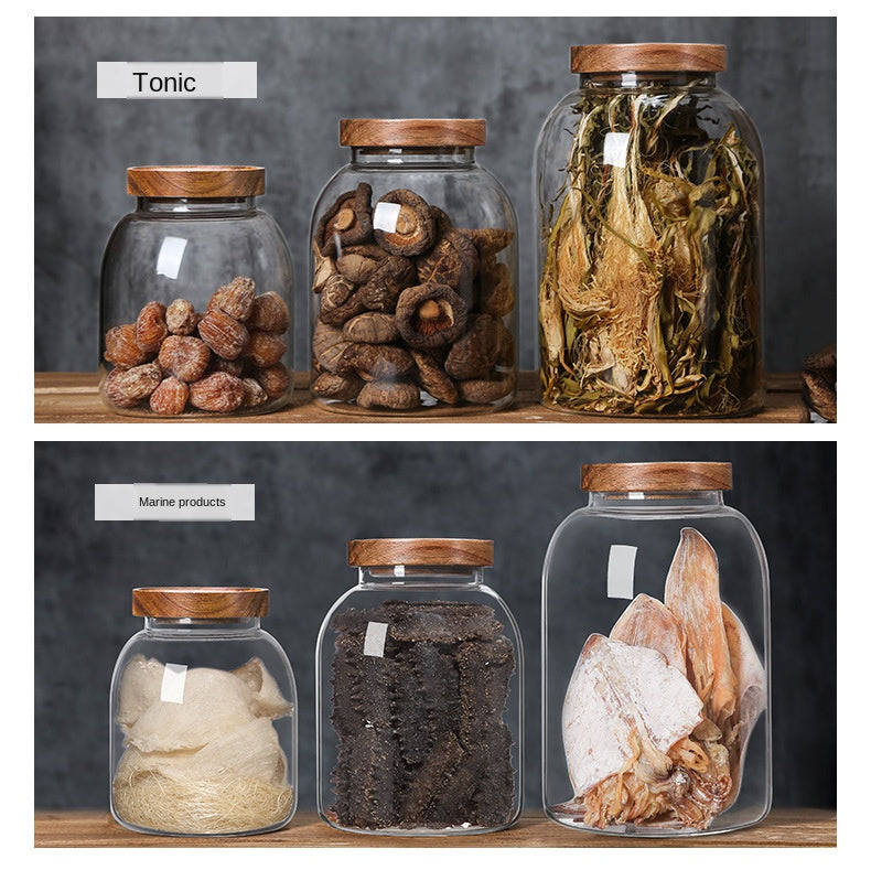 Acacia Wood Glass Kitchen Storage Containers
