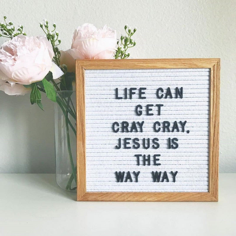 Felt Letterboard Wooden Frame Wall Message Cork Board Home Office Decor
