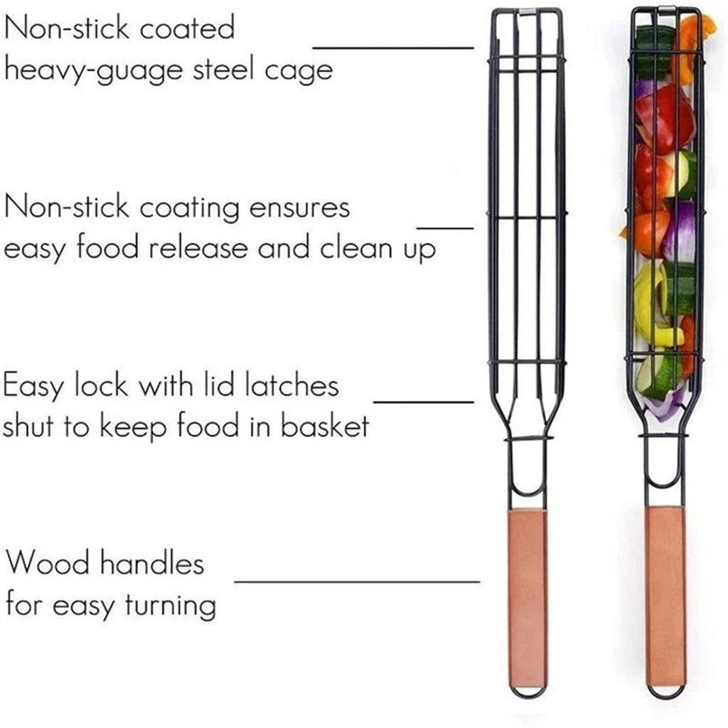 Pair Of Easy Kebab Bbq Grilling Baskets