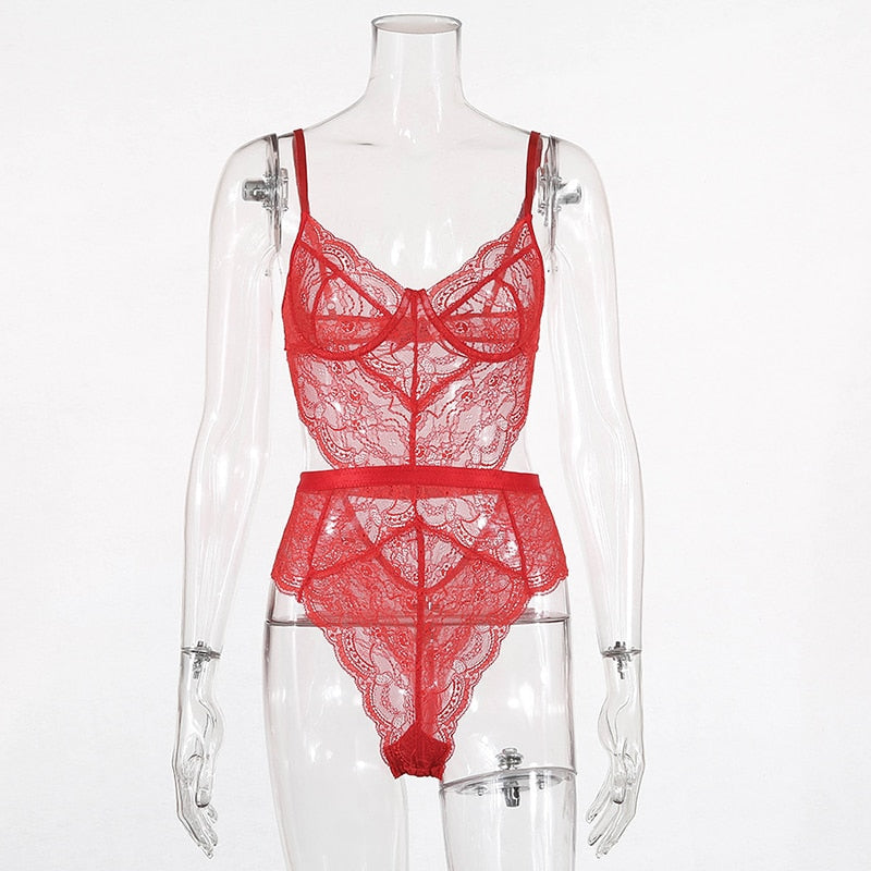Sexy Lace Sheer Floral Backless Bodysuit Open Crotch Teddy Lingerie Women