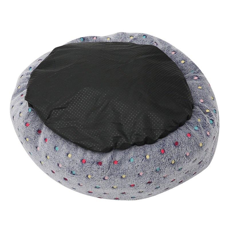 Colourful Dots Embroidered Soft Round Dog Bed Pet Nest