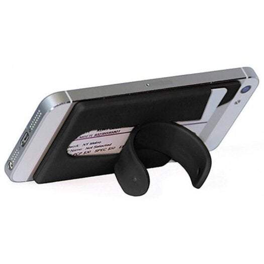 Sticker Stamp Activities Silicone Wallet Mobile Smart Adhesive Sleeve Card Holder For Phone With Stand Black