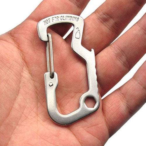 Carabiners Small Horn Shark Multi Function D Type Stainless Steel Silver