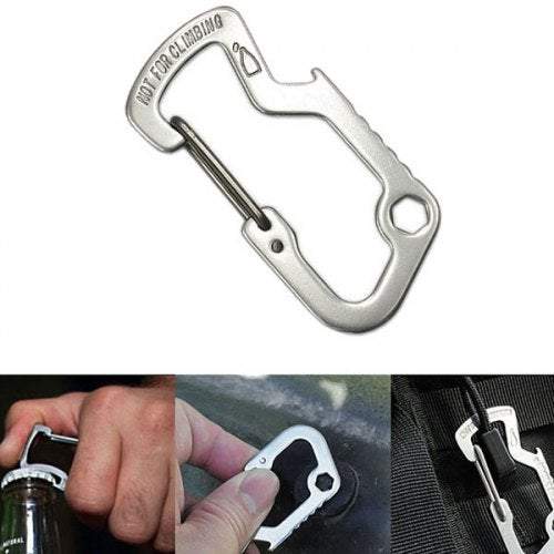 Carabiners Small Horn Shark Multi Function D Type Stainless Steel Silver