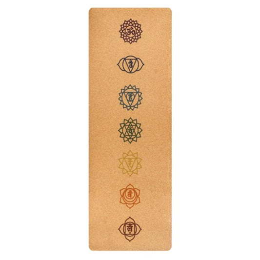 7 Chakras Natural Cork Tpe Yoga Mat 5Mm Thick Exercise