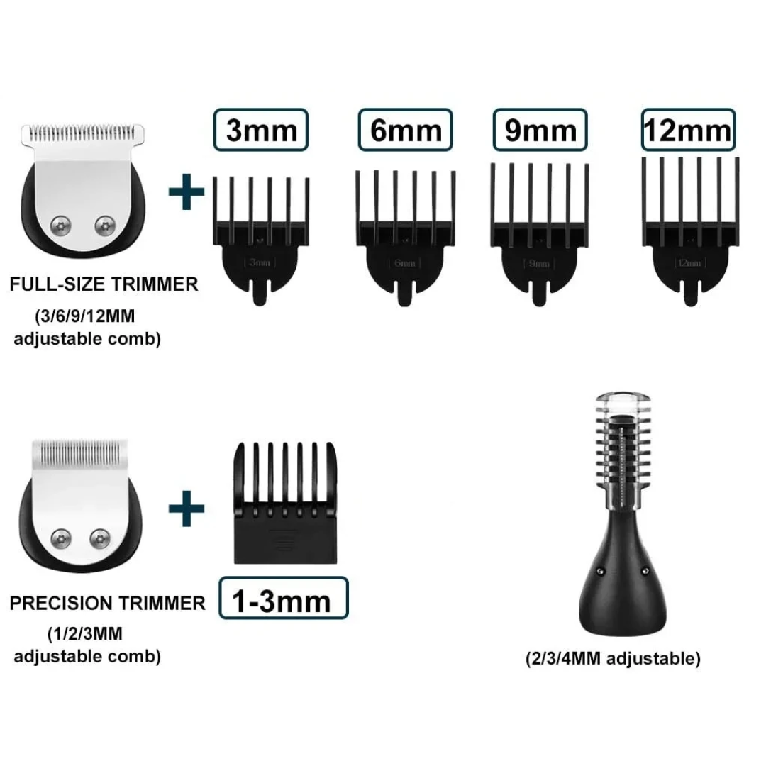 11In1 Multi Hair Trimmer Men Facial Beard Body Grooming Kits Electric Clipper Nose