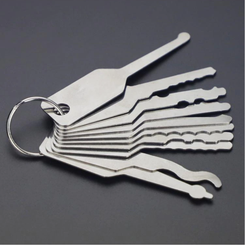 10Pcs Jiggler Key Unlock Tool For Car Door Lock Silver