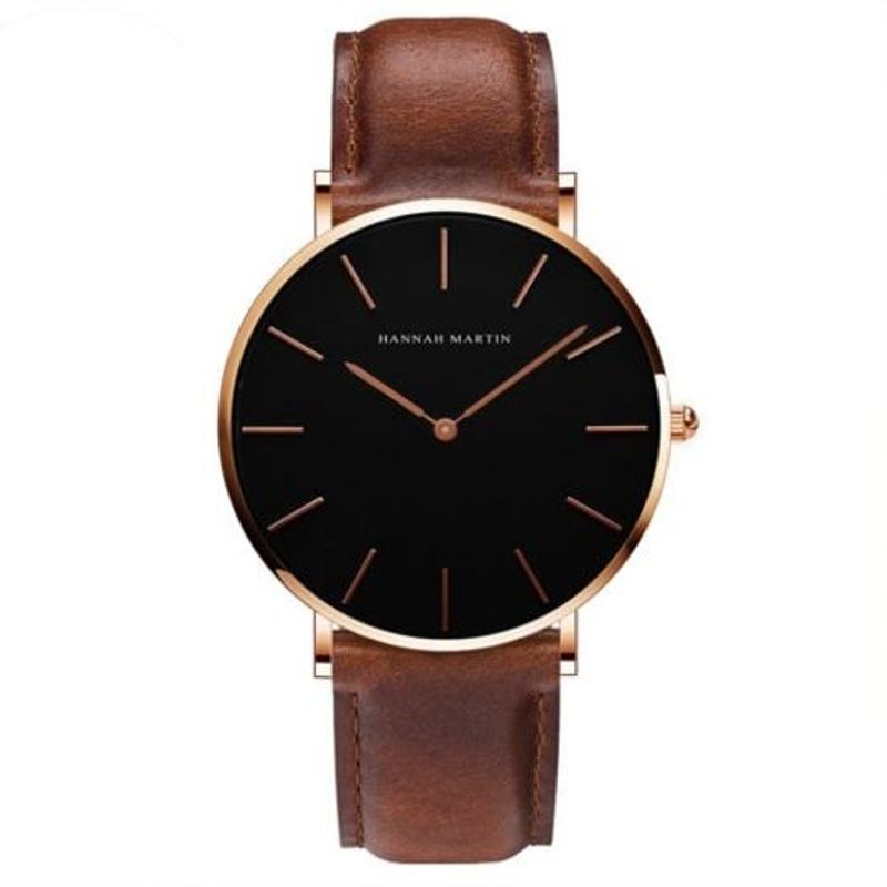 Veile Studios Simple Fashion Japanese Movement Men's Casual Quartz Leather Watch Brown