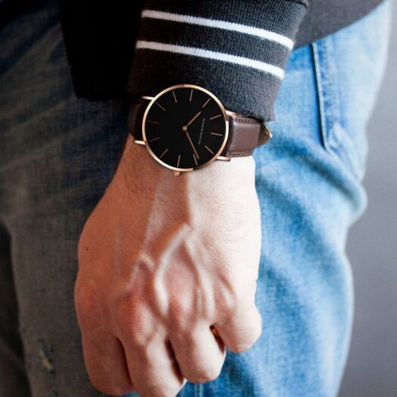 Veile Studios Simple Fashion Japanese Movement Men's Casual Quartz Leather Watch Brown