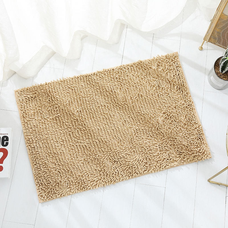 Soft Shaggy Chenille Solid Colour Non-Slip Bath Mat