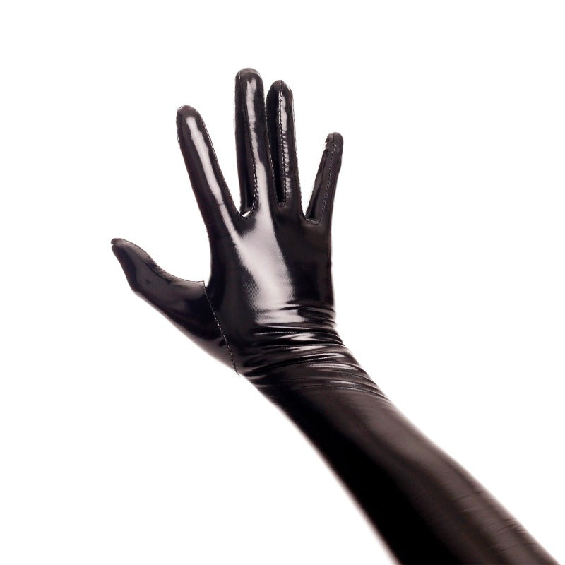 Shiny Patent Leather Faux Latex Long Gloves Cosplay Fetish Bdsm