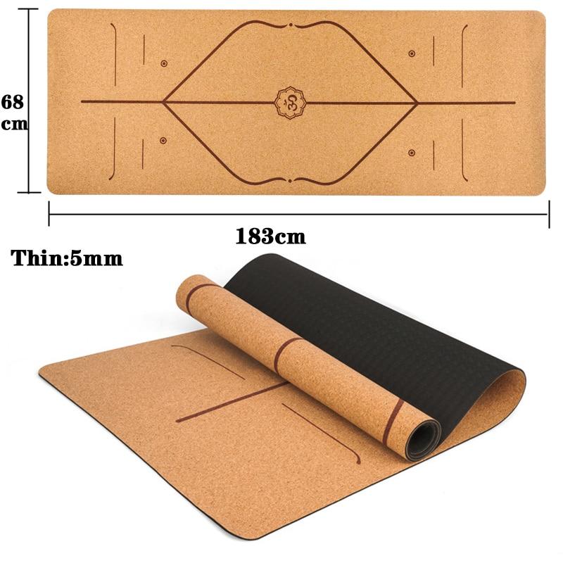 7 Chakras Natural Cork Tpe Yoga Mat 5Mm Thick Exercise