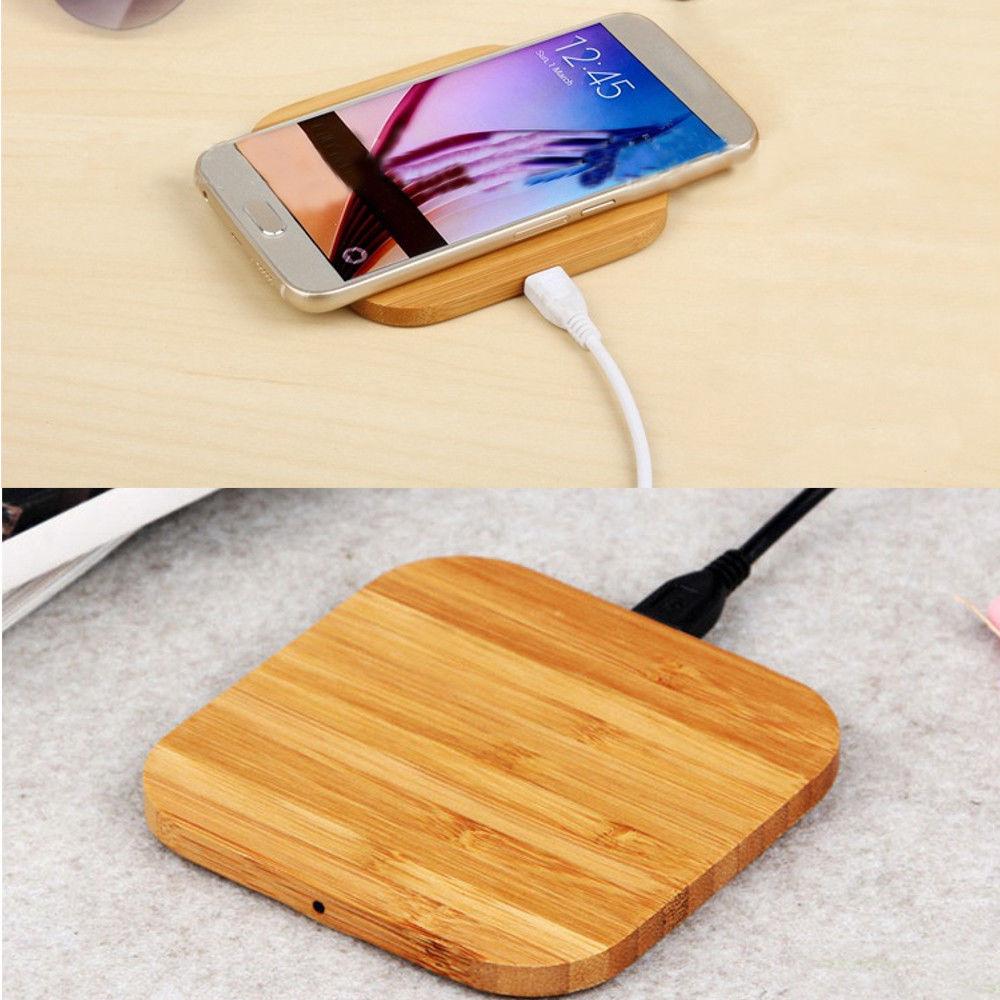 Bamboo Wireless Charger Desktop Charging Pad For Iphone