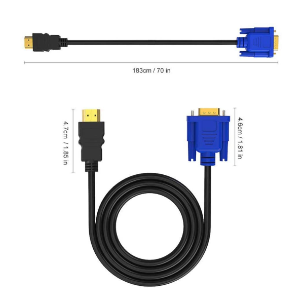 1/1.5/1.8M Hdmi Male To Vga Cable 1080P Adapter Converter