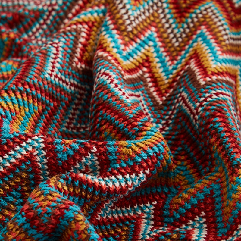 Aztec Boho Tassel Fringe Throw Blanket Couch Cover Home Decor
