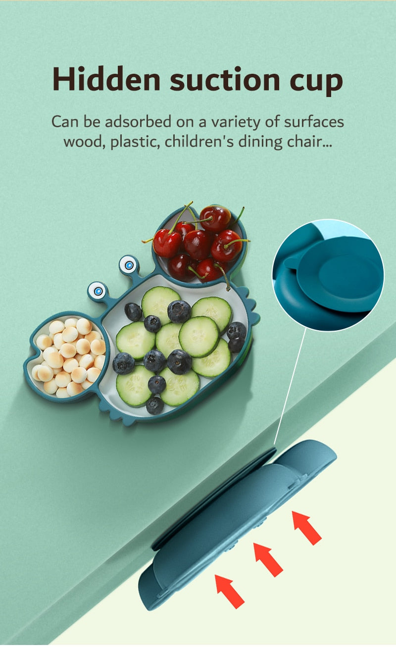 Non-Slip Suction Silicone Baby Bowls Plates Bento Tableware
