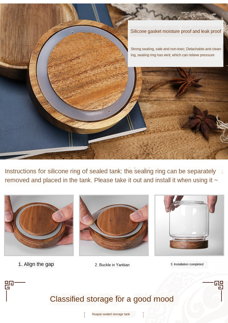 Acacia Wood Glass Kitchen Storage Containers