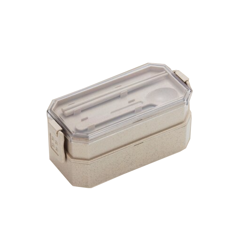 800Ml Lunch Box Wheat Straw Bento 2 Layer Food Storage