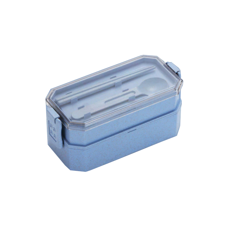 800Ml Lunch Box Wheat Straw Bento 2 Layer Food Storage