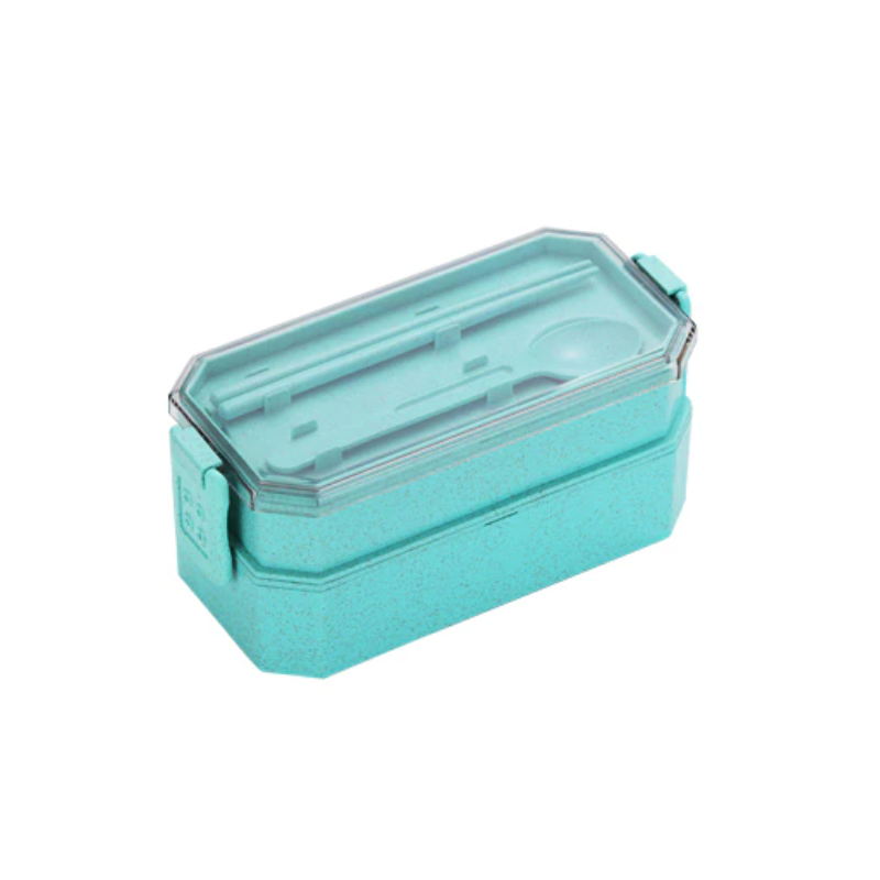 800Ml Lunch Box Wheat Straw Bento 2 Layer Food Storage