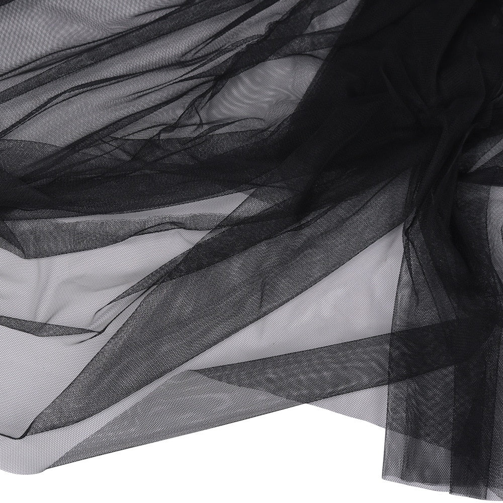 Cosplay Halloween Costume For Women Hooded Tulle Cape Cloak Wedding Bridals Floor Length Black White Red Soft Mesh Cloak