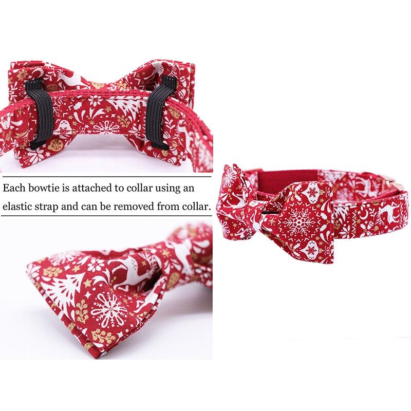 Red Christmas Dog Collar With Bow Tie