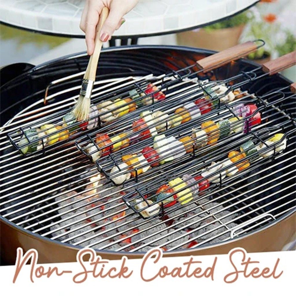 Pair Of Easy Kebab Bbq Grilling Baskets