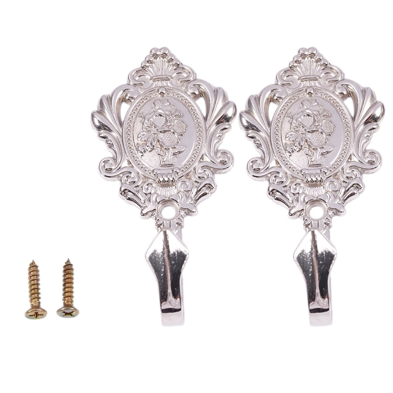 2Pcs/Set Alloy Drapery Curtain Wall Hook Tieback Rose Pattern Accessories