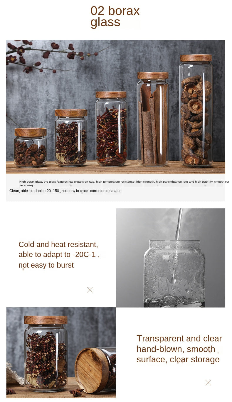 Acacia Wood Glass Kitchen Storage Containers