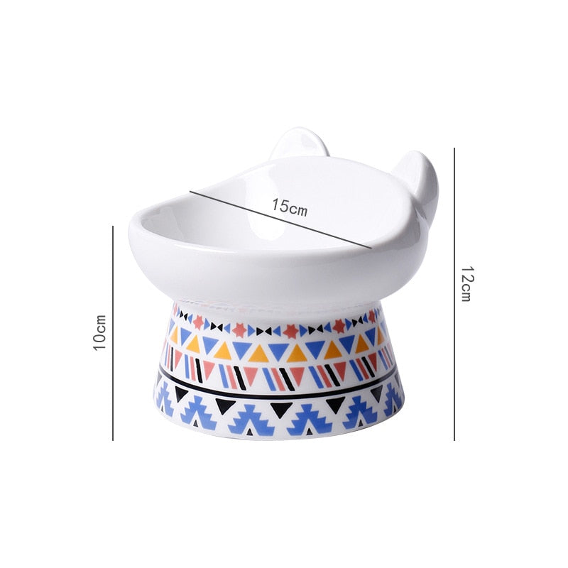 Boho Cute Small Elevated Ceramic Cat Bowl Pet Supplies