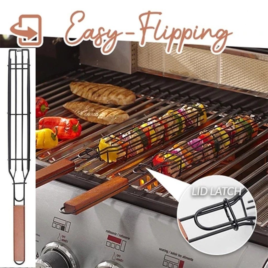 Pair Of Easy Kebab Bbq Grilling Baskets