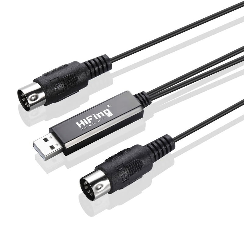 Usb In Out Midi Cable One Interface 5 Pin Line Converter Pc To Music Keyboard Adapter Cord Black