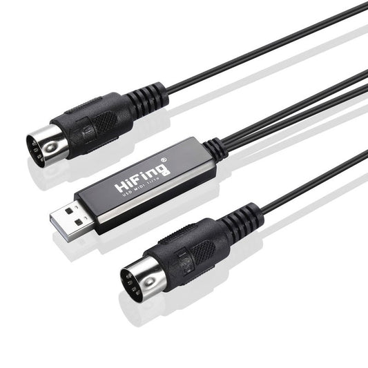 Usb In Out Midi Cable One Interface 5 Pin Line Converter Pc To Music Keyboard Adapter Cord Black