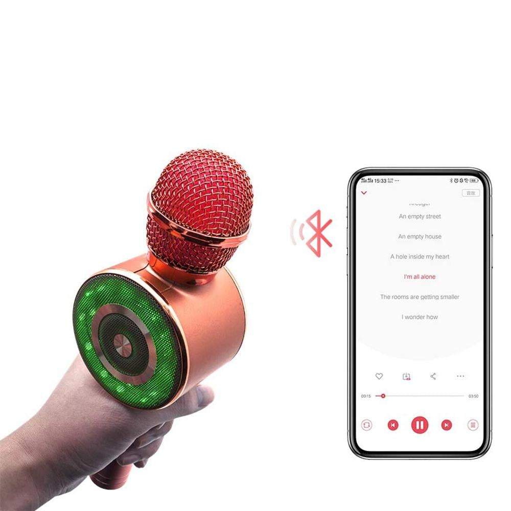 Usb Rechargeable Wireless Bluetooth Microphone With Large Led Lights
