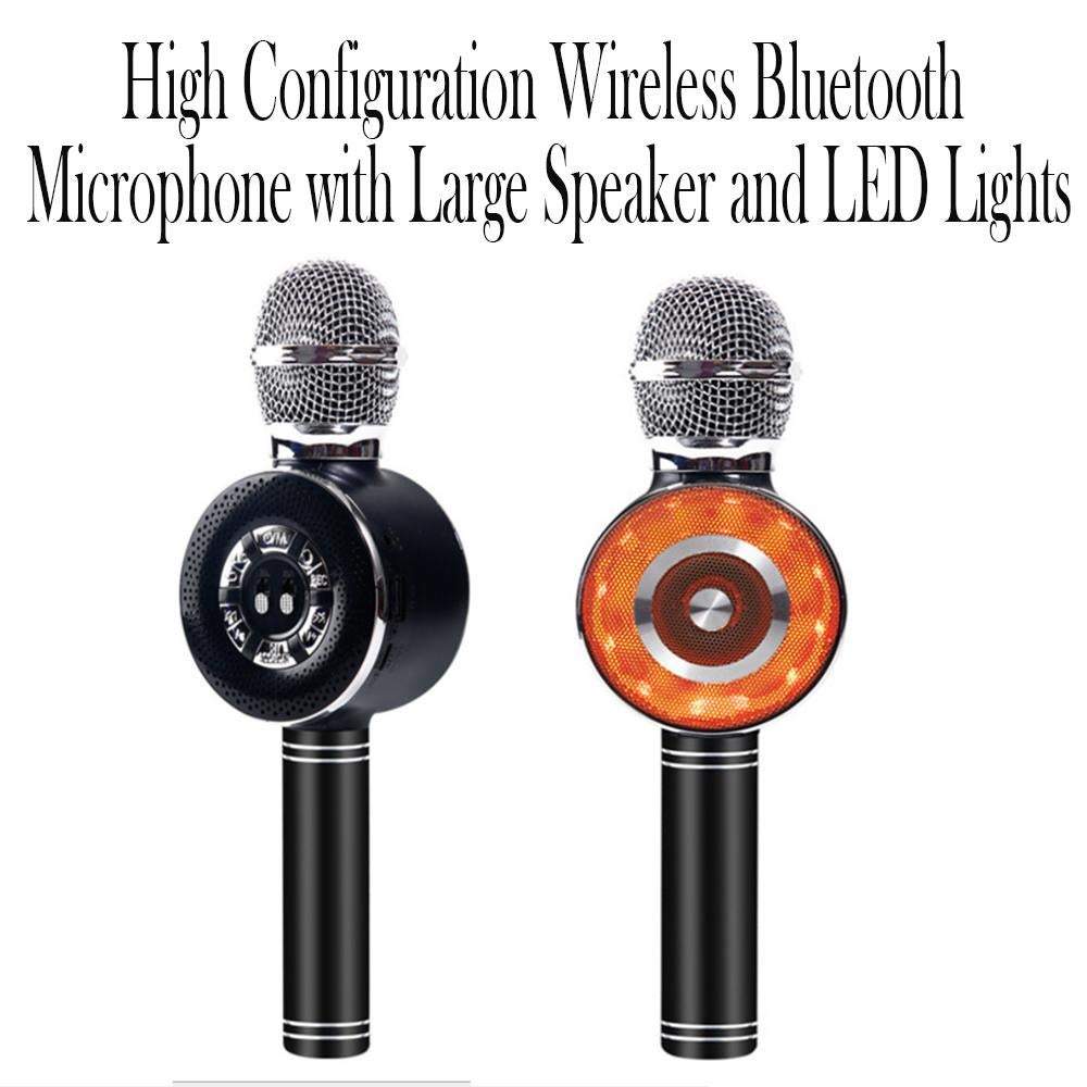 Usb Rechargeable Wireless Bluetooth Microphone With Large Led Lights