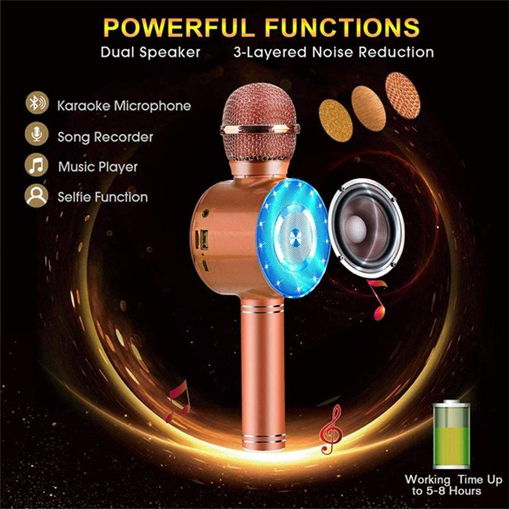 Usb Rechargeable Wireless Bluetooth Microphone With Large Led Lights