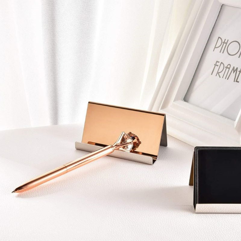 Stainless Steel Business Card Holder Display Stand Rack Desktop Table Organizer