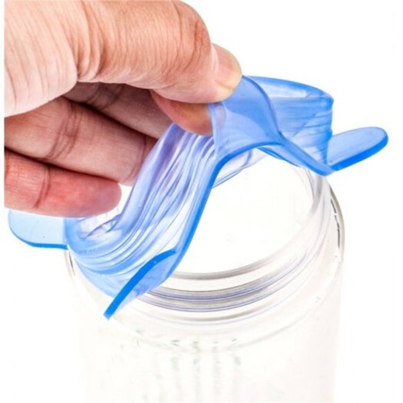 6 Pcs Silicone Stretchable Lid Durable Expandable Food Saver Cover Sky Blue