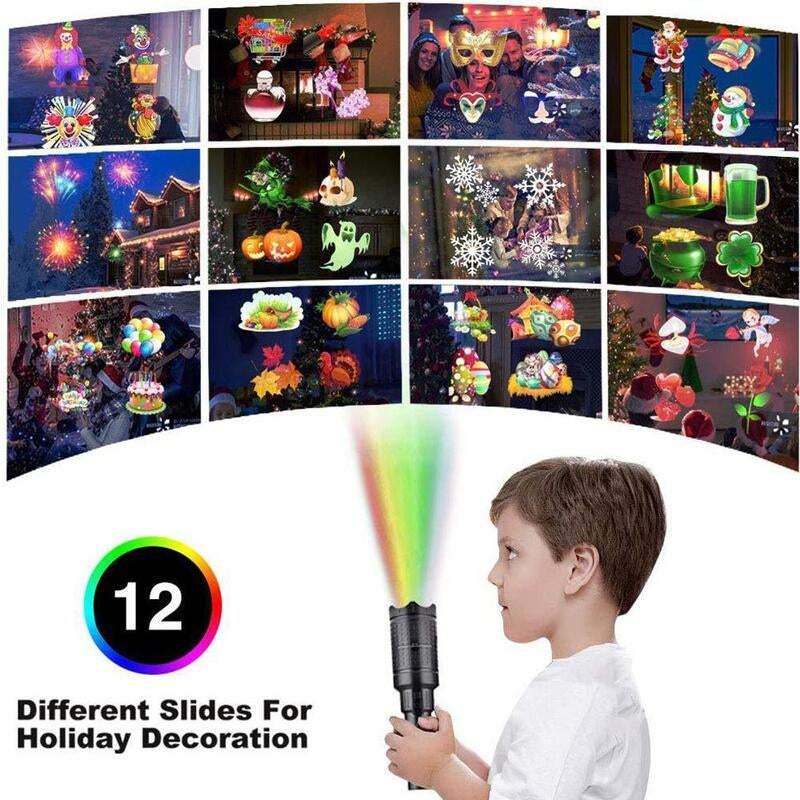 Christmas Flashlight Projection Light Kids Handheld 12 Patterns