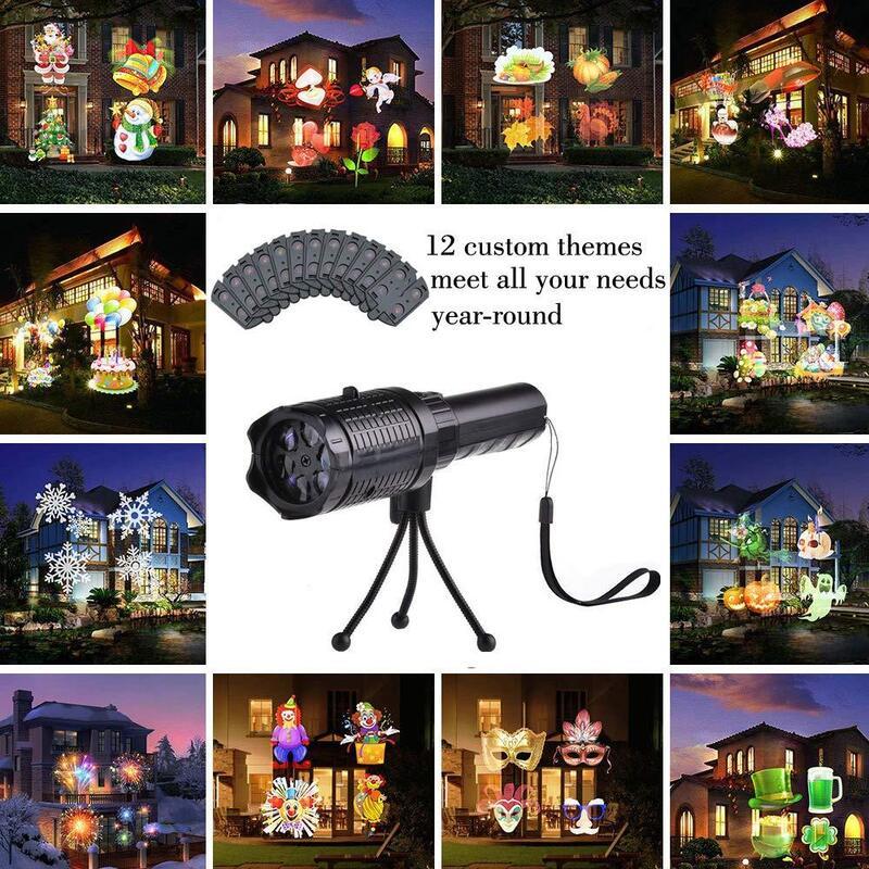 Christmas Flashlight Projection Light Kids Handheld 12 Patterns