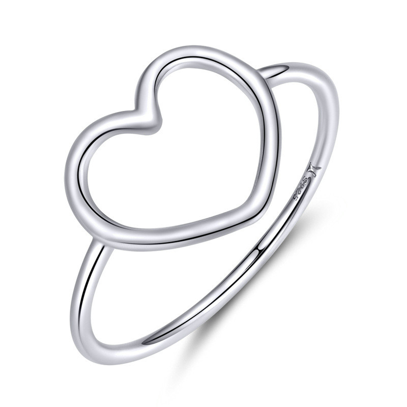 Veile Studios Hollow Plain Heart Rings Female S925 Sterling Silver 6 7 8 10 Dollars