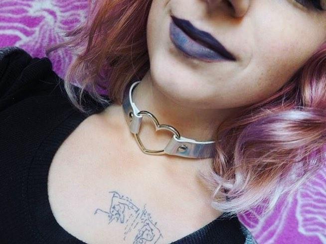 Veile Studios Holographic Heart Choker