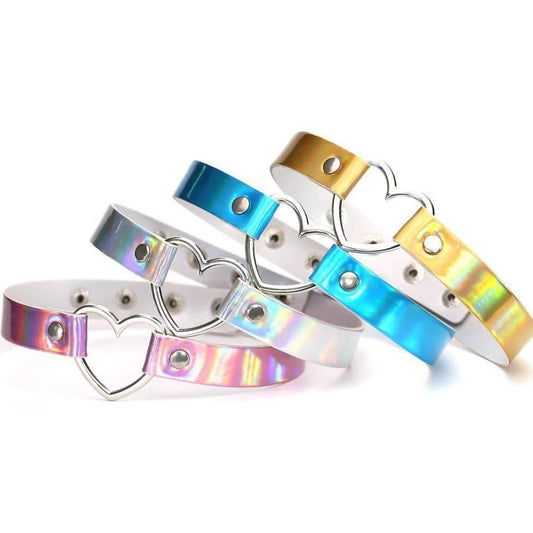 Veile Studios Holographic Heart Choker