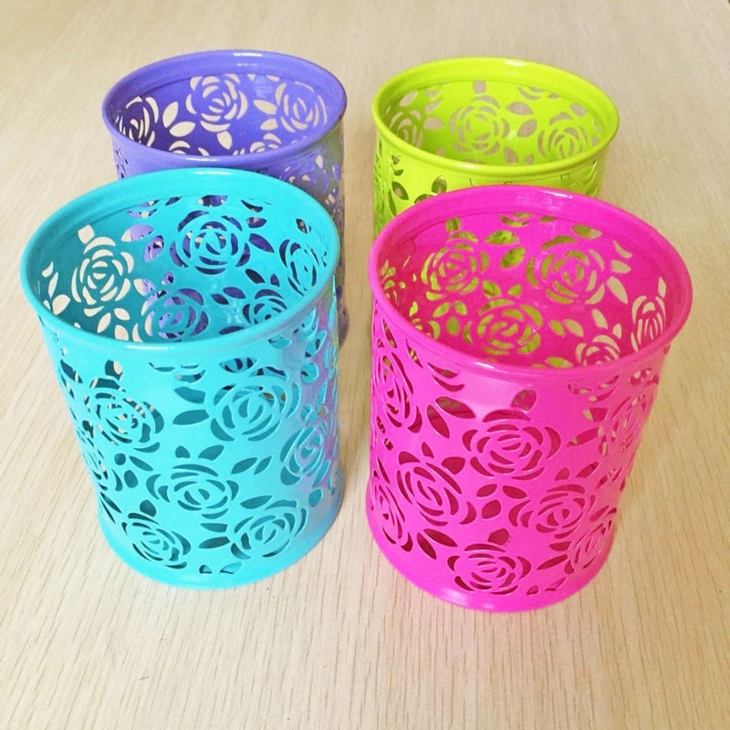Rose Flower Shape Cylinder Container Organizer Pencil Holders