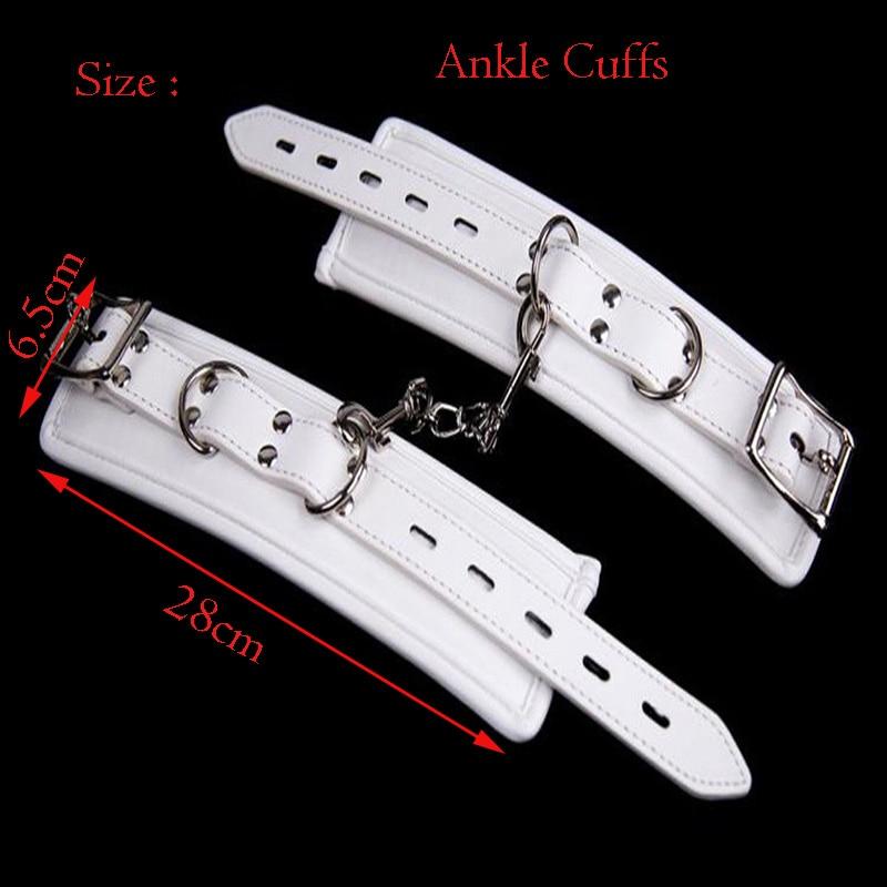 White Wrist Ankle Cuffs Spreader Bar Bondage Kink Restraints