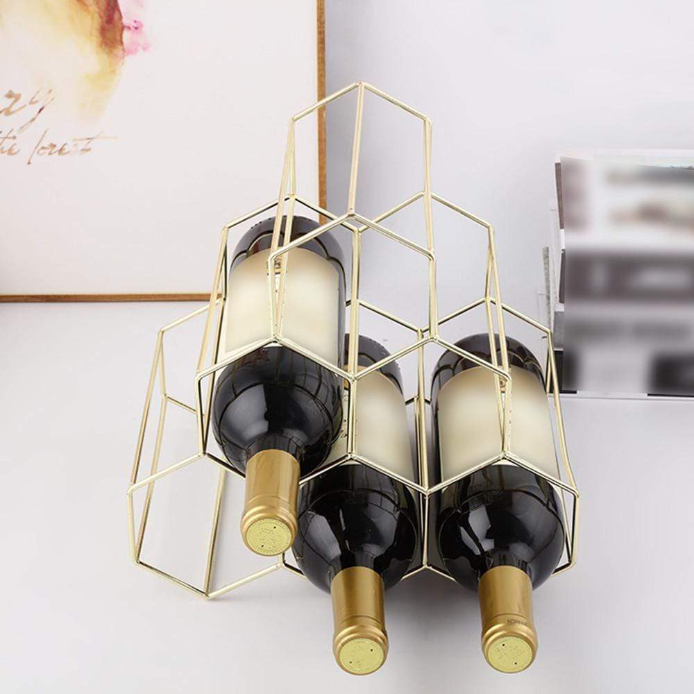 Nordic Modern Metal Hexagon Geometric Wine Rack