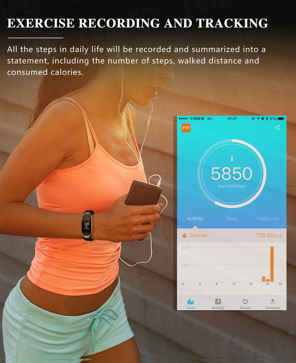 Pink Smart Wrist Band Fitness Tracker Heart Rate Monitor Bracelet